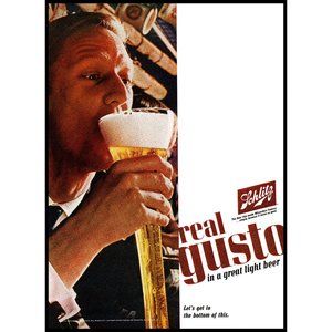 1965 Schlitz Beer Vintage Print Ad Man Business Suit Tall Glass Bar Wall Art